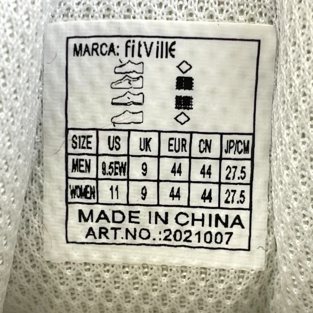 FitVille Amadeus Tennis Shoes Mens Size 9.5 Extra Wide White Blue Casual Sneaker
